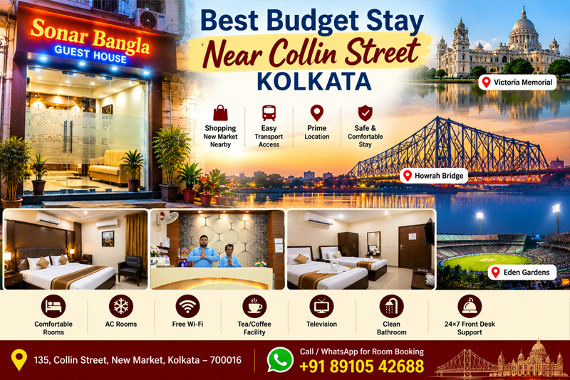 Sonar Bangla Guest House – Budget Stay Near Collin Street, New Market, Kolkata
